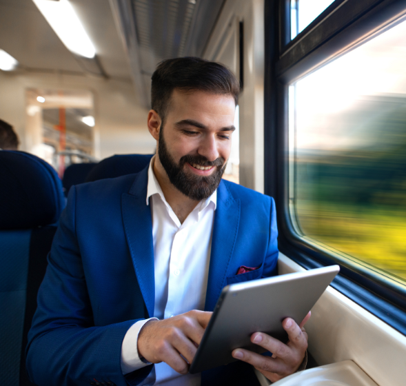 Man working in train